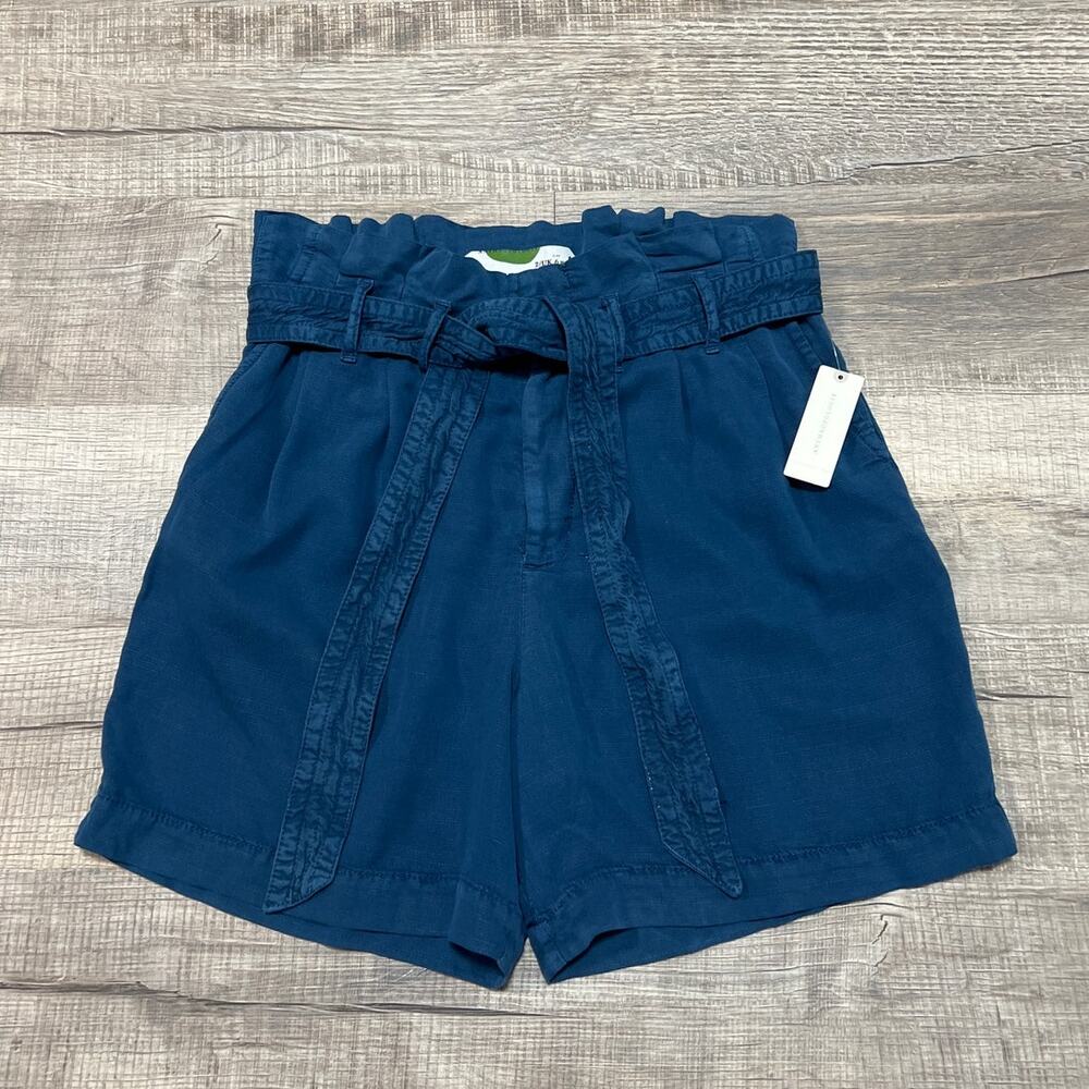 NWT Anthropologie Tencel Lyocell High Waisted Paperbag Mom Shorts Size 2 Blue
